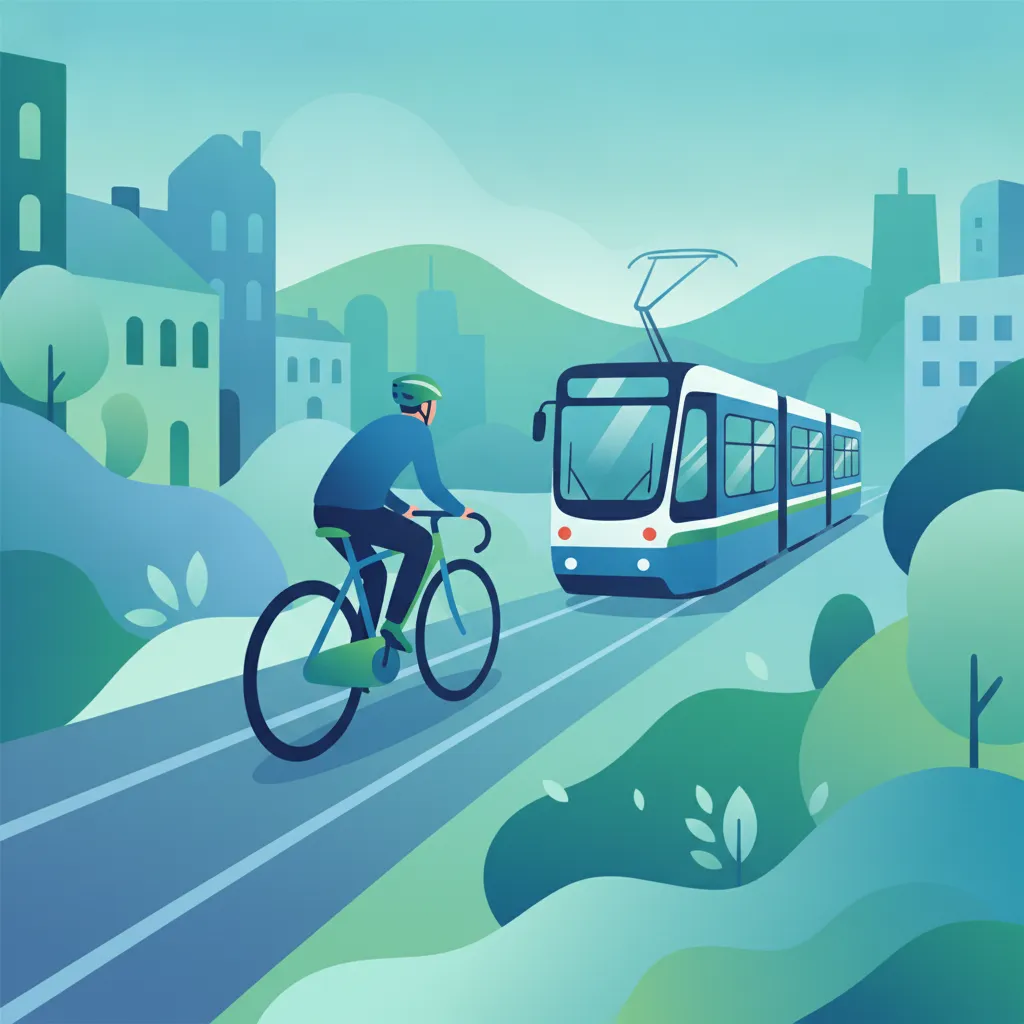 Fahren in der Nähe von Straßenbahnschienen und öffentlichen Verkehrsmitteln Unterrichtsbild