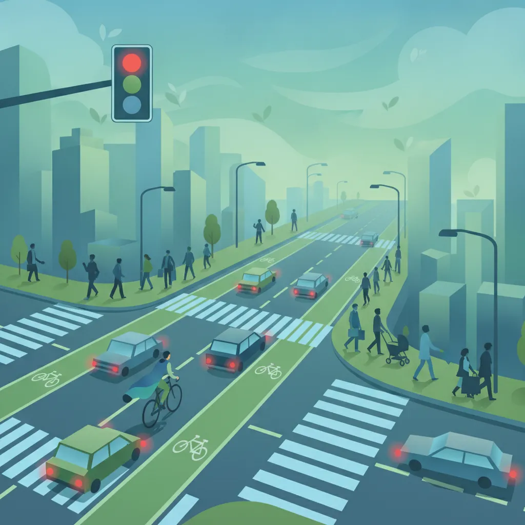 Integration von Radfahrern und Fußgängern in städtischen Straßen Fahrtheoriestunde