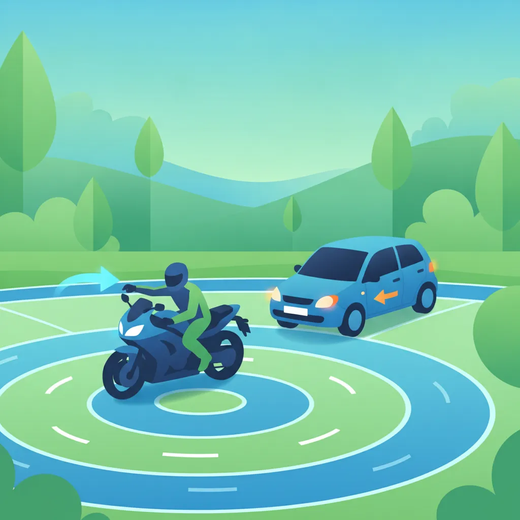 Lección de teoría de conducción Estrategias de Entrada y Salida de Glorietas para Motociclistas