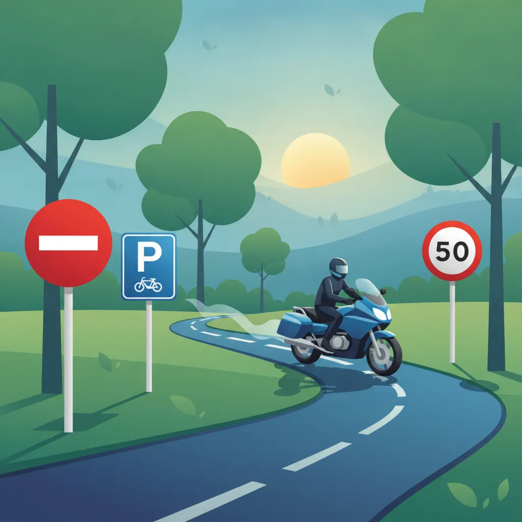 Lección de teoría de conducción Señales Regulatorias e Informativas para Motociclistas