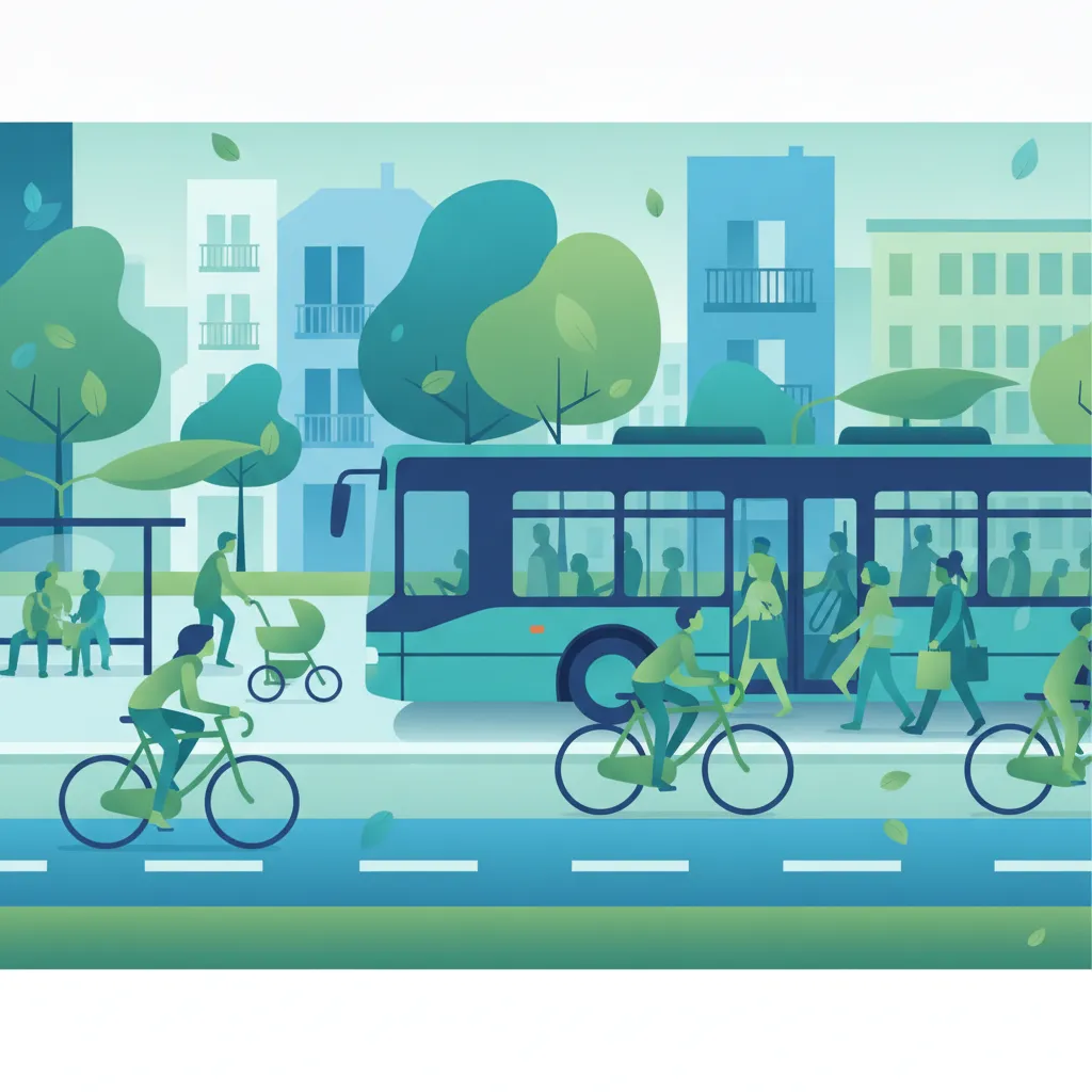 Spezifische Gefahren in der Nähe von Haltestellen für Fußgänger und Radfahrer Unterrichtsbild