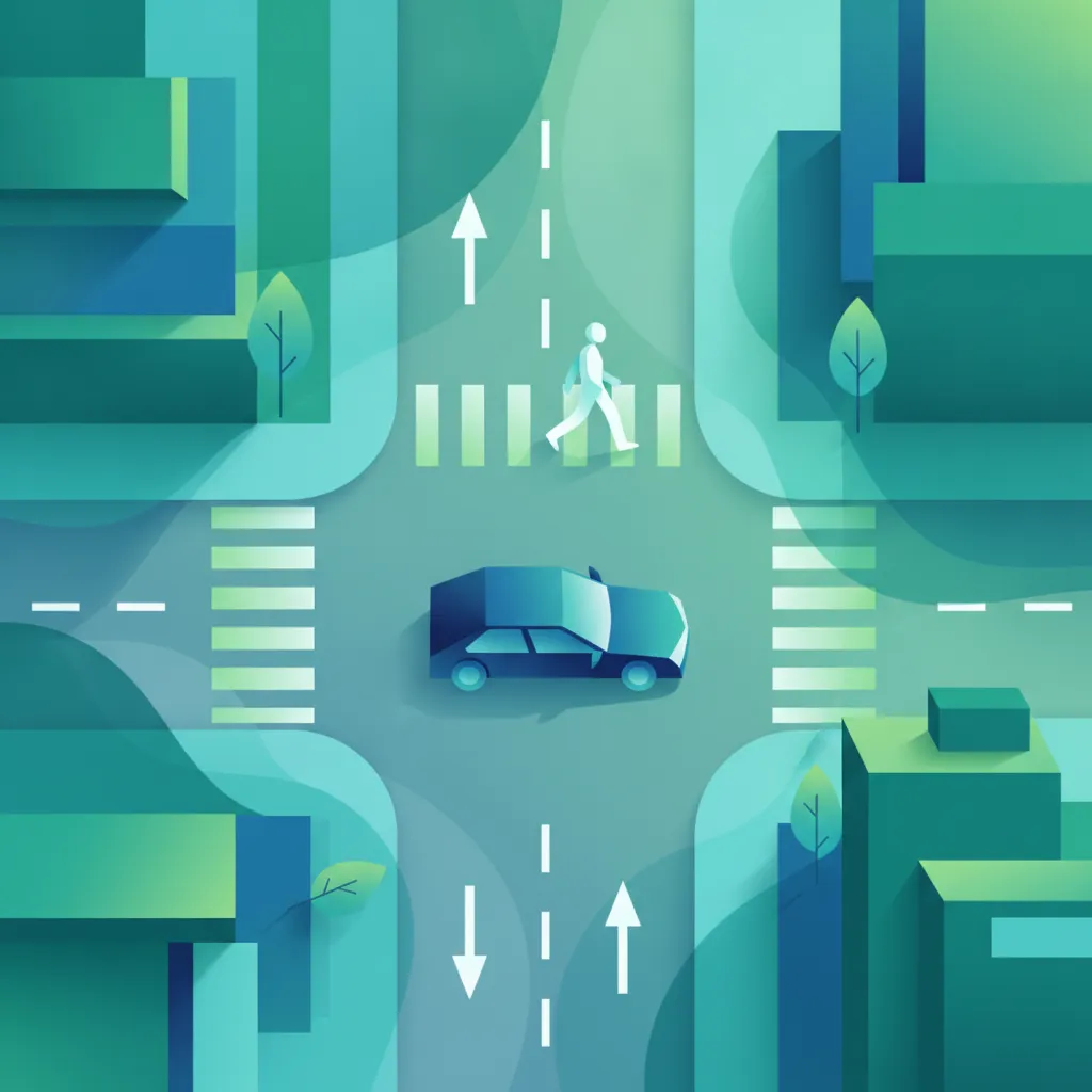 Strassenmarkierungen, Fahrstreifenführung und Zebrastreifen Fahrtheoriestunde