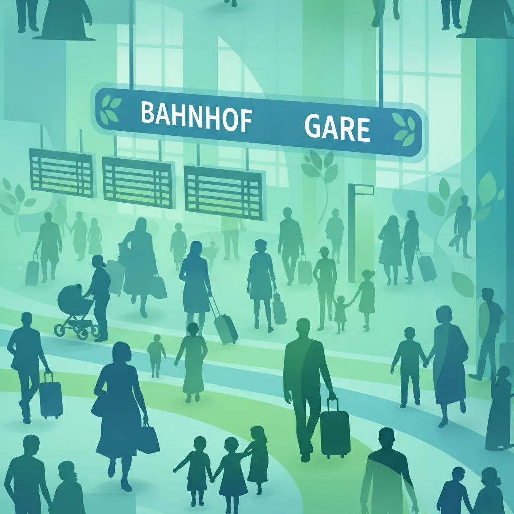 Navigieren in belebten Verkehrsknotenpunkten: Bahnhöfe und Flughäfen Unterrichtsbild