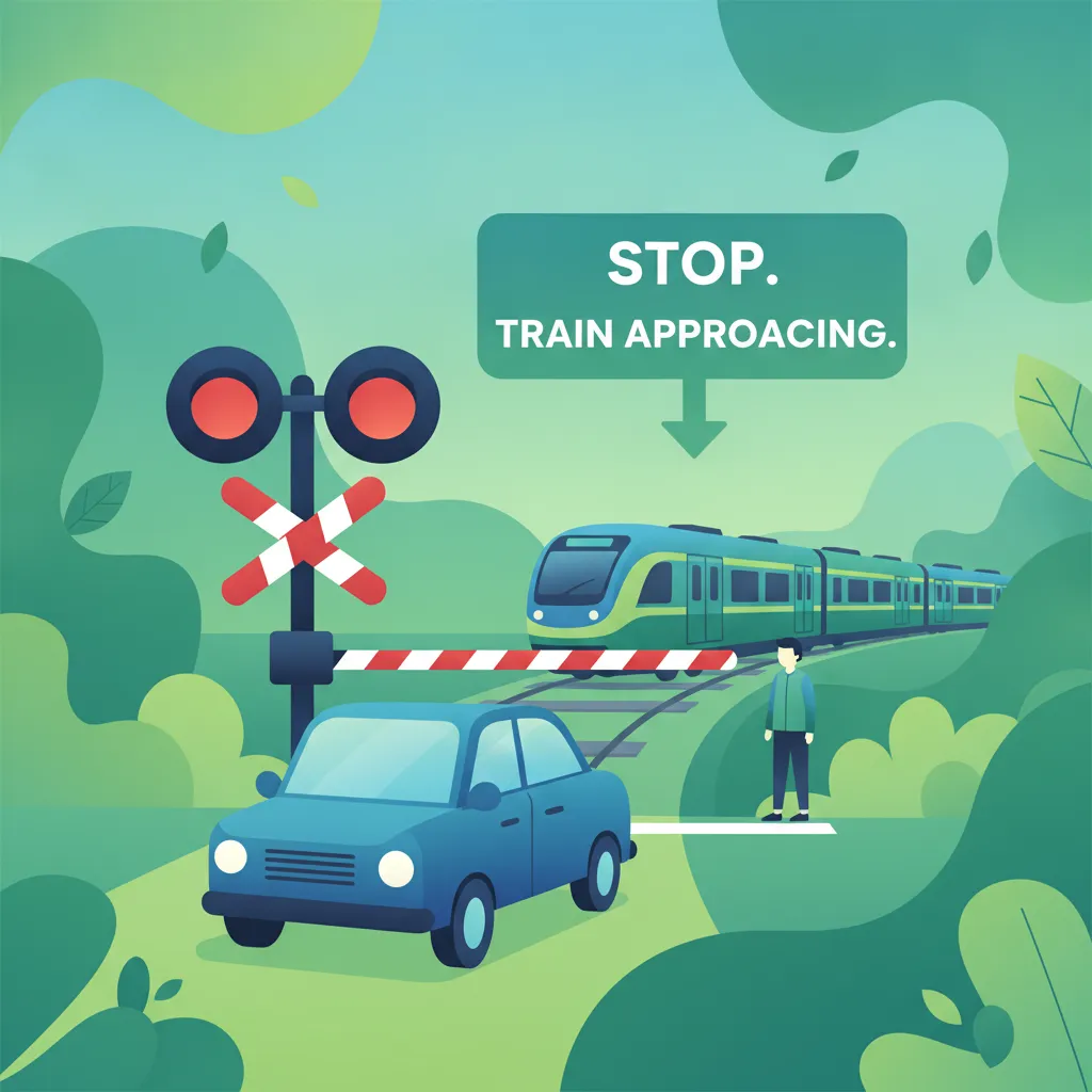 Bahnübergänge und Sicherheit an Schrankenposten Unterrichtsbild