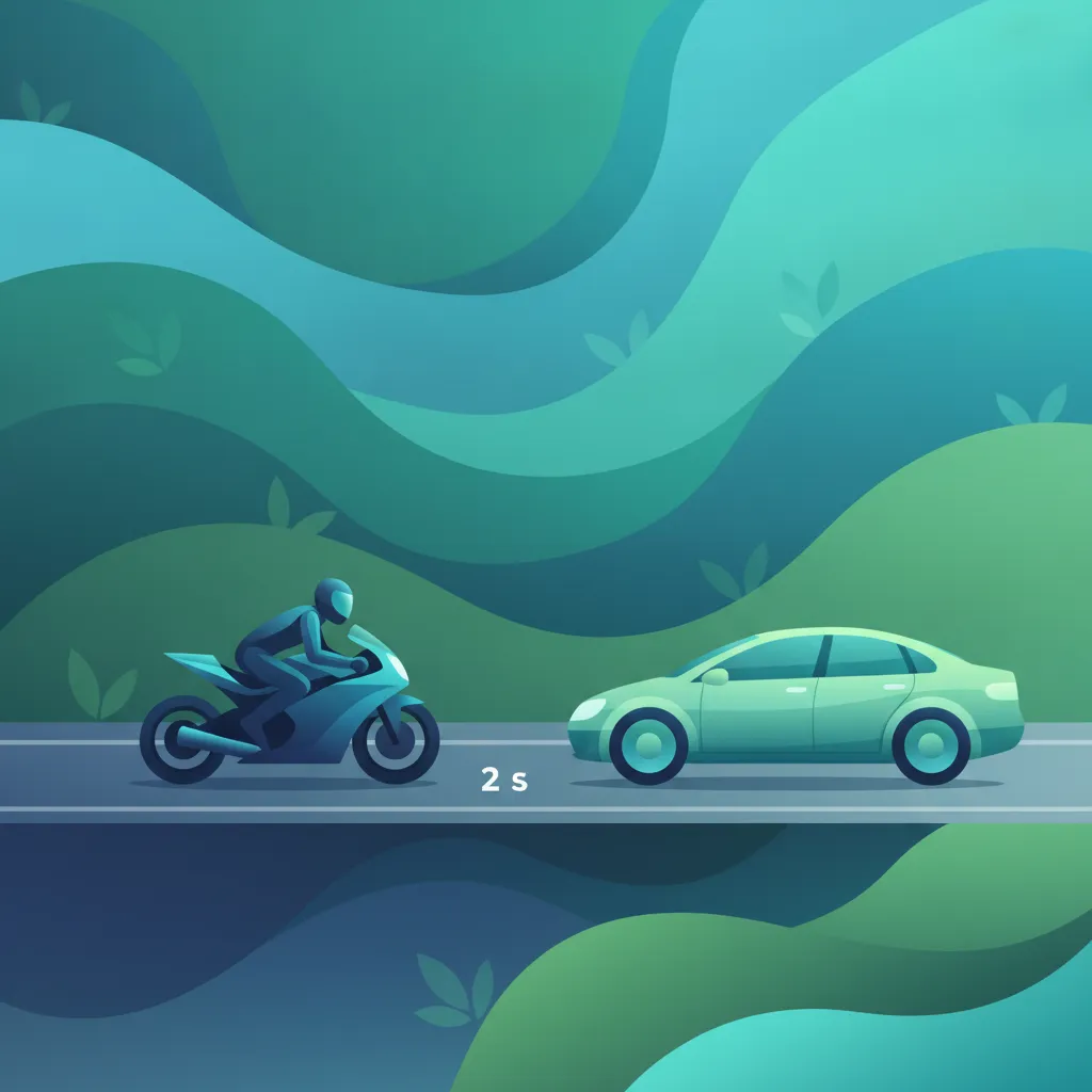 Lección de teoría de conducción Distancia de seguimiento y la regla de los dos segundos para motociclistas