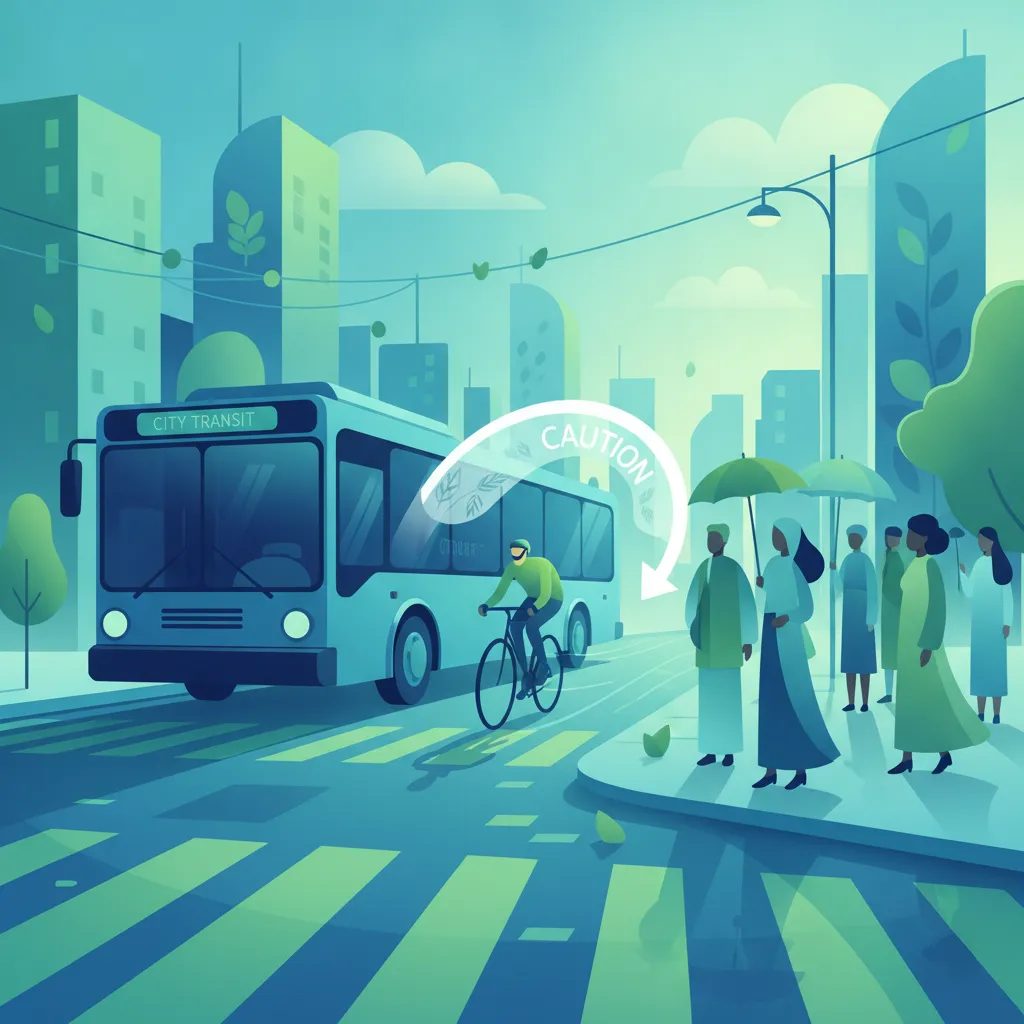 Interaktion mit Fußgängern und Radfahrern an Haltestellen Fahrtheoriestunde