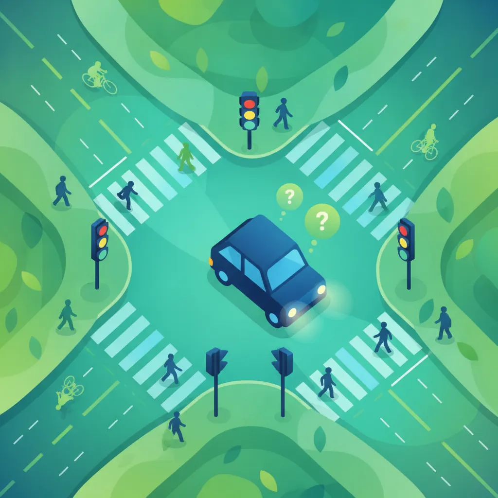 Lección de teoría de conducción Aproximación a intersecciones, identificación de prioridad y toma de decisiones