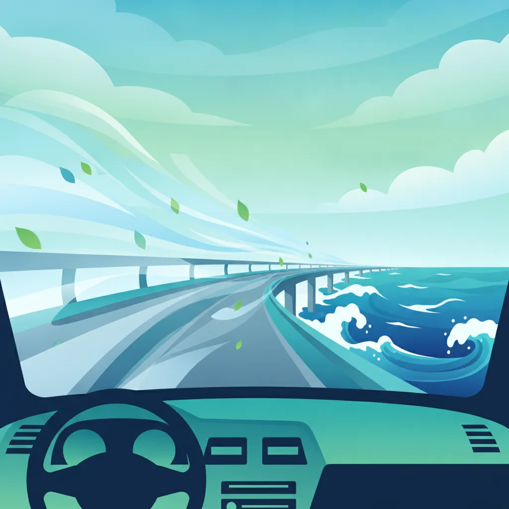 Image de la leçon Conduire sur les ponts, routes côtières et zones exposées