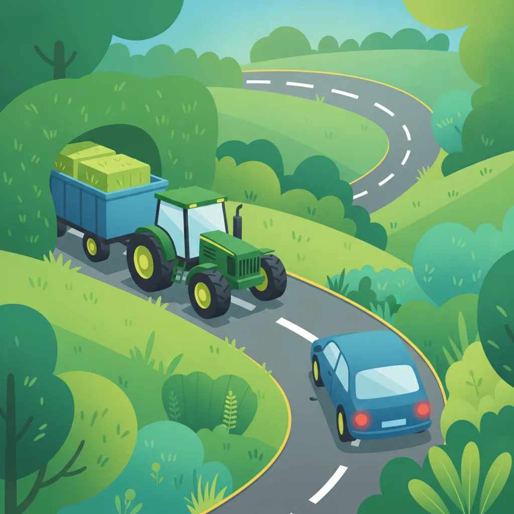 Image de la leçon Risques sur routes rurales, virages et interactions avec les engins agricoles