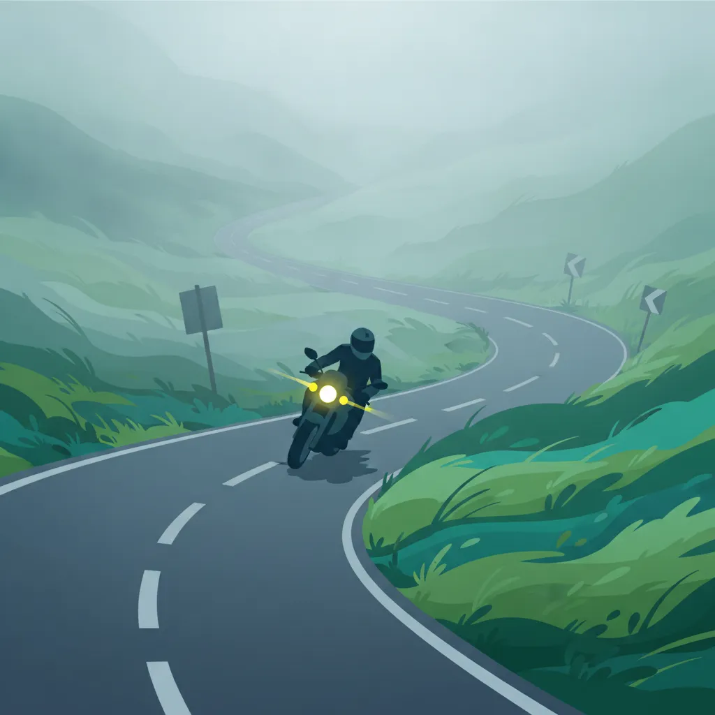 Anpassung des Motorradfahrens bei Wind, Nebel und eingeschränkter Sicht Unterrichtsbild