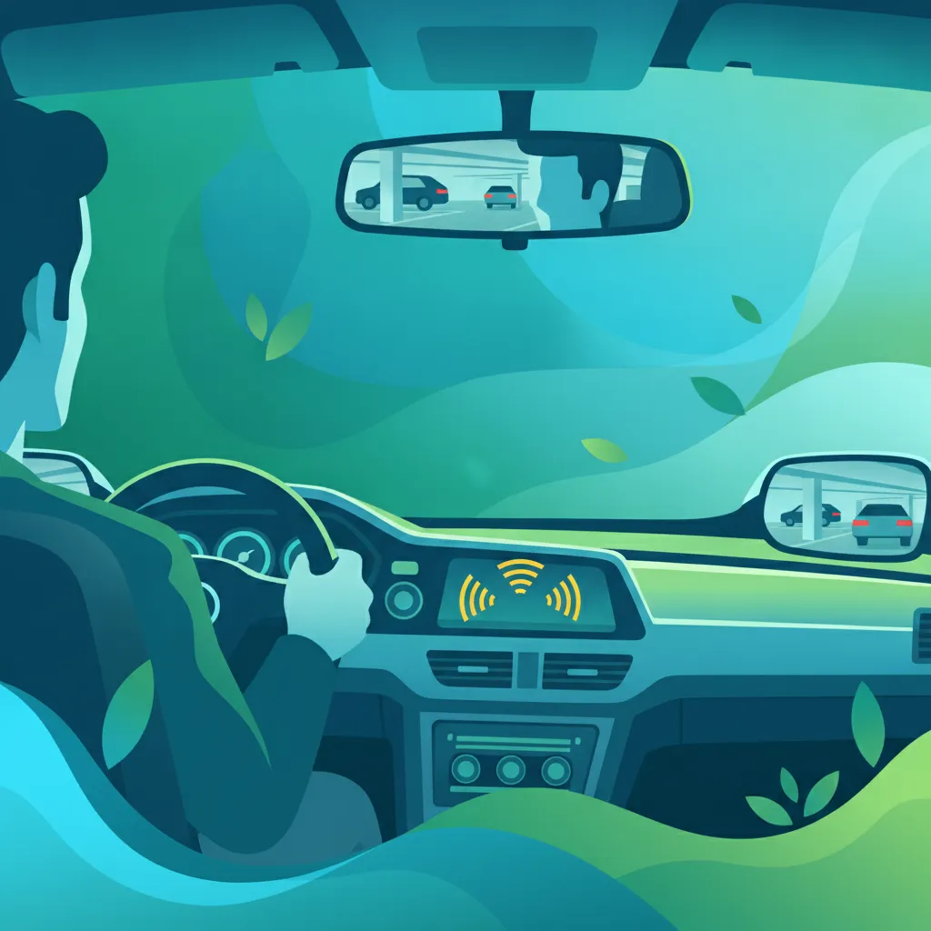 Sicheres Rückwärtsfahren sowie Nutzung von Spiegeln und Sensoren Unterrichtsbild