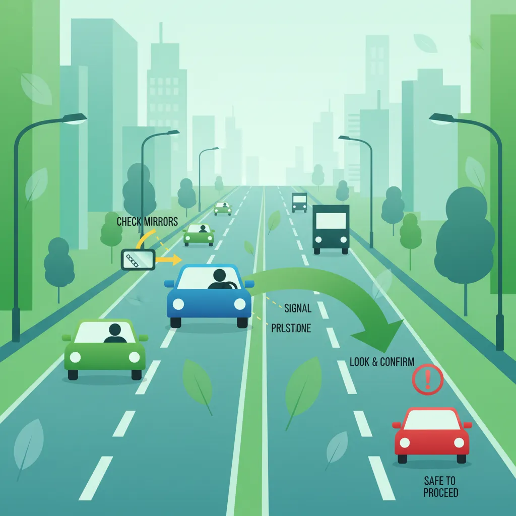 Imagen de la lección Cambio de Carril Seguro en Tráfico Urbano