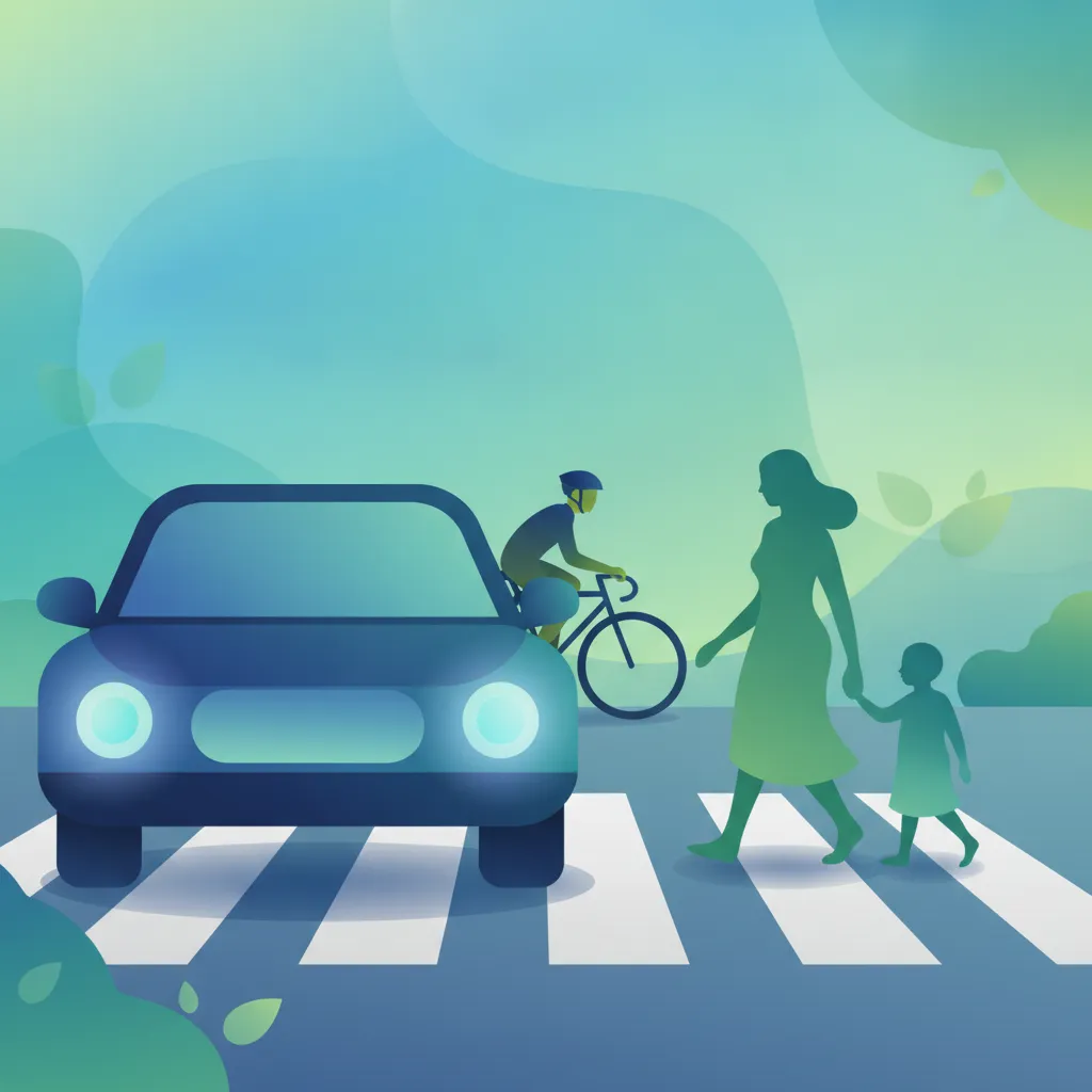 Interaktion med fotgängare och cyklister vid stopp lektionsbild