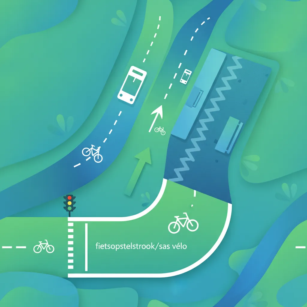 Belgische Fahrbahnmarkierungen für Radfahrer und Busse Übungssitzung