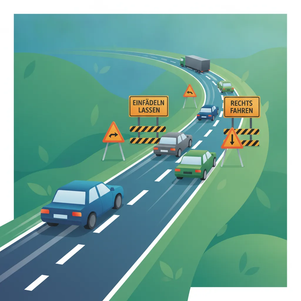 Roadworks Zones and Merging Rules for the German Theory Exam