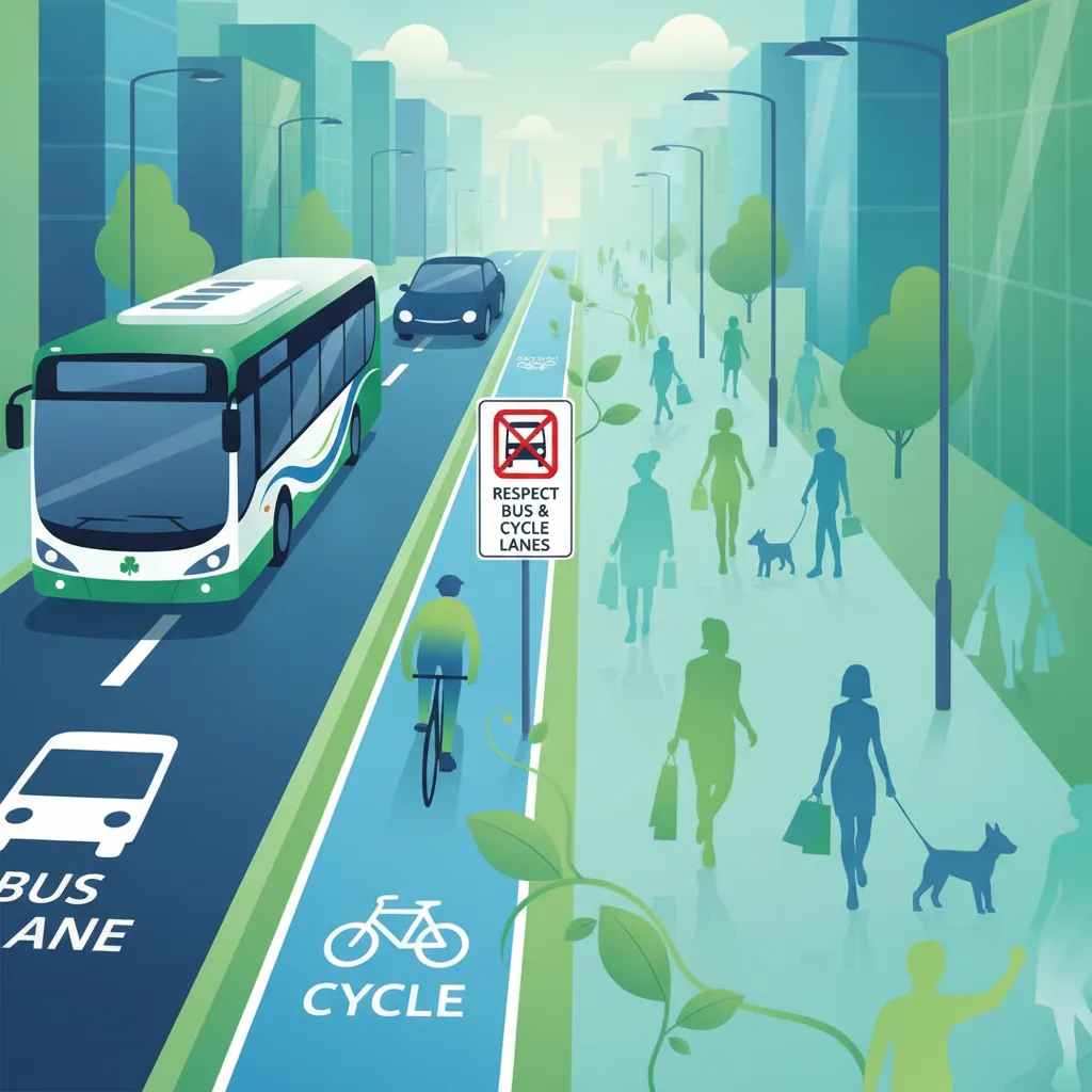 Busspuren und Radwege in Irland: Urteilsvermögen-Szenarien