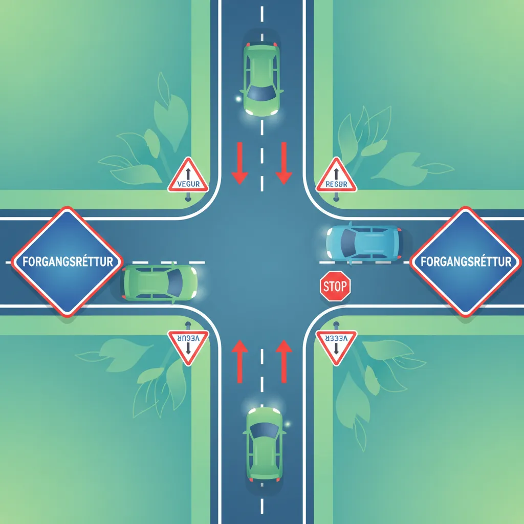 Icelandic Priority Rules at Sign-Controlled Intersections