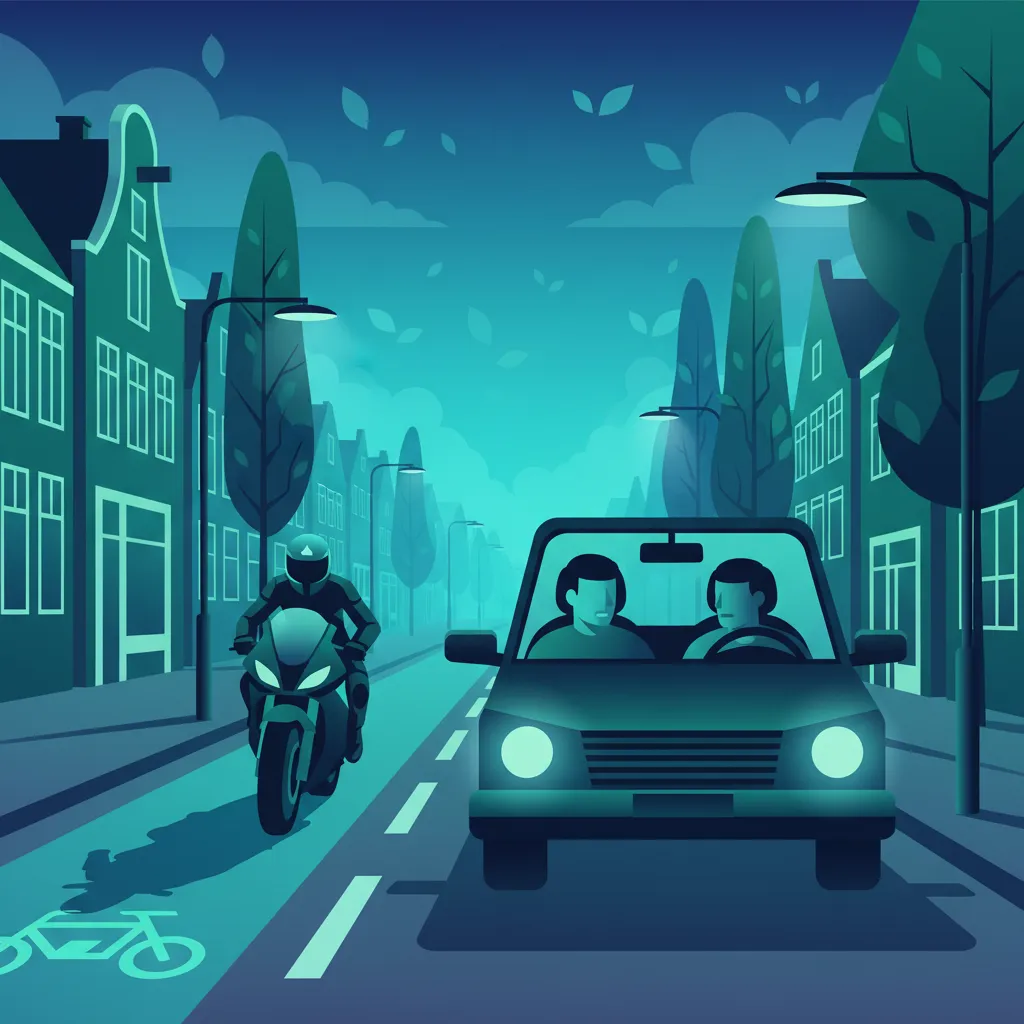 Widoczność motocykli i obecność na pasie ruchu w holenderskim ruchu drogowym