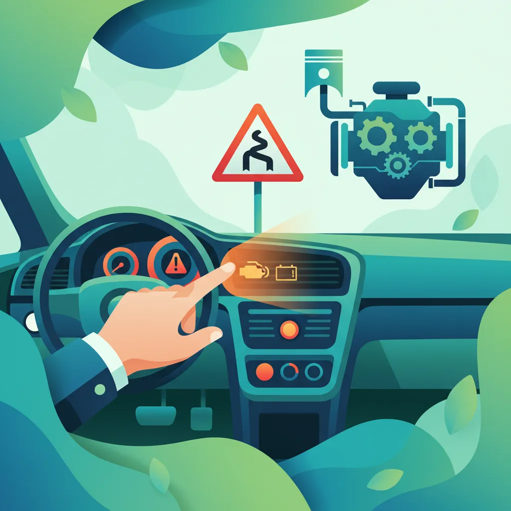 Dashboard Warning Lights and Engine Alerts in Polish Driving Theory Practice Session
