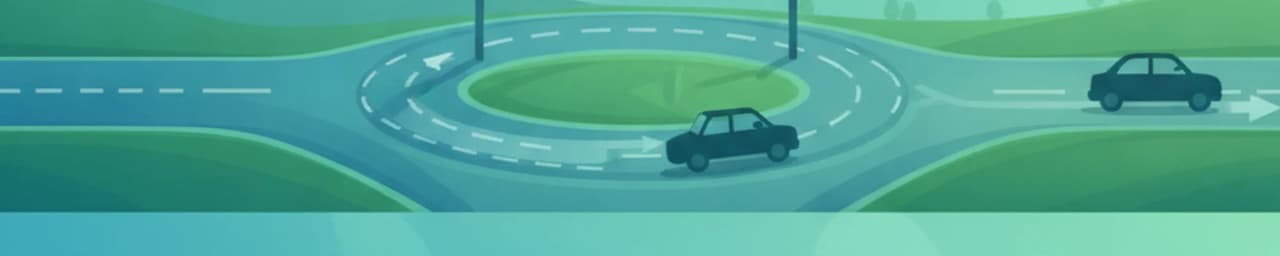Französische Kreisverkehre und Fahrstreifensignale für die Code de la Route-Prüfung