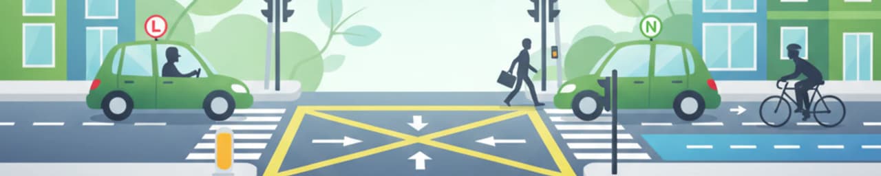 Cajas Amarillas y Cruces Urbanos para Conductores Aprendices Irlandeses