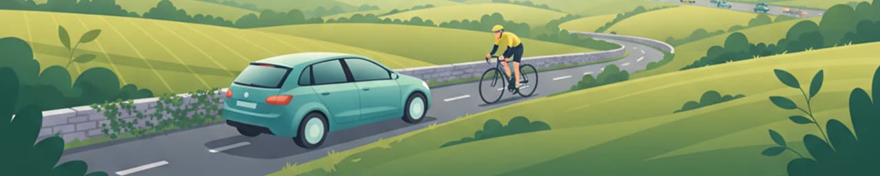 Cómo circular con ciclistas en carreteras estrechas de Irlanda para tu examen teórico