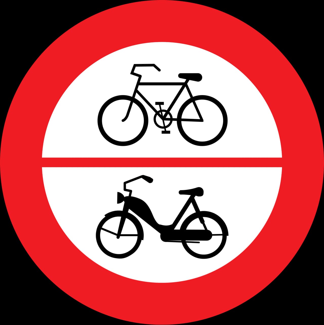 8a-no-cycles-mopeds - Prohibido ciclos o ciclomotores señal de tráfico