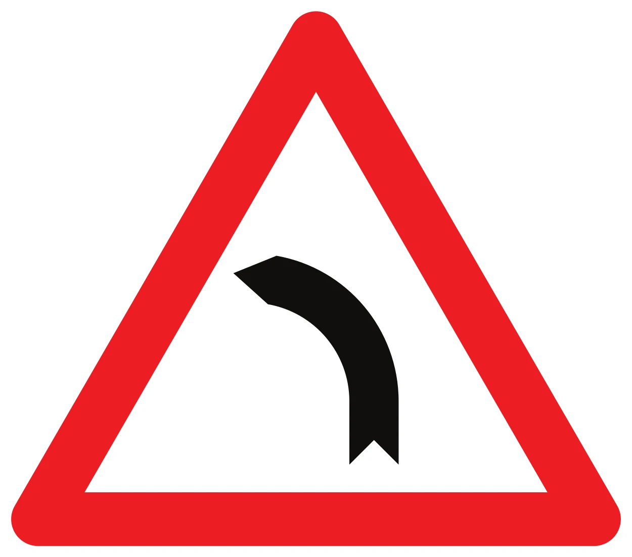 A1a - Bend to the left road sign