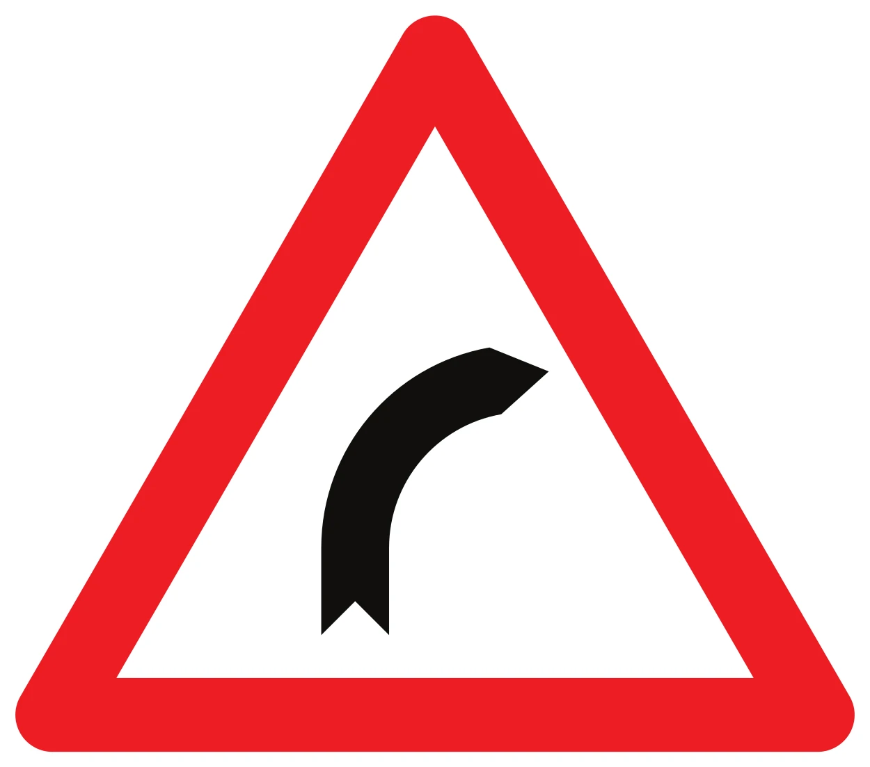 A1b - Bend to the right road sign