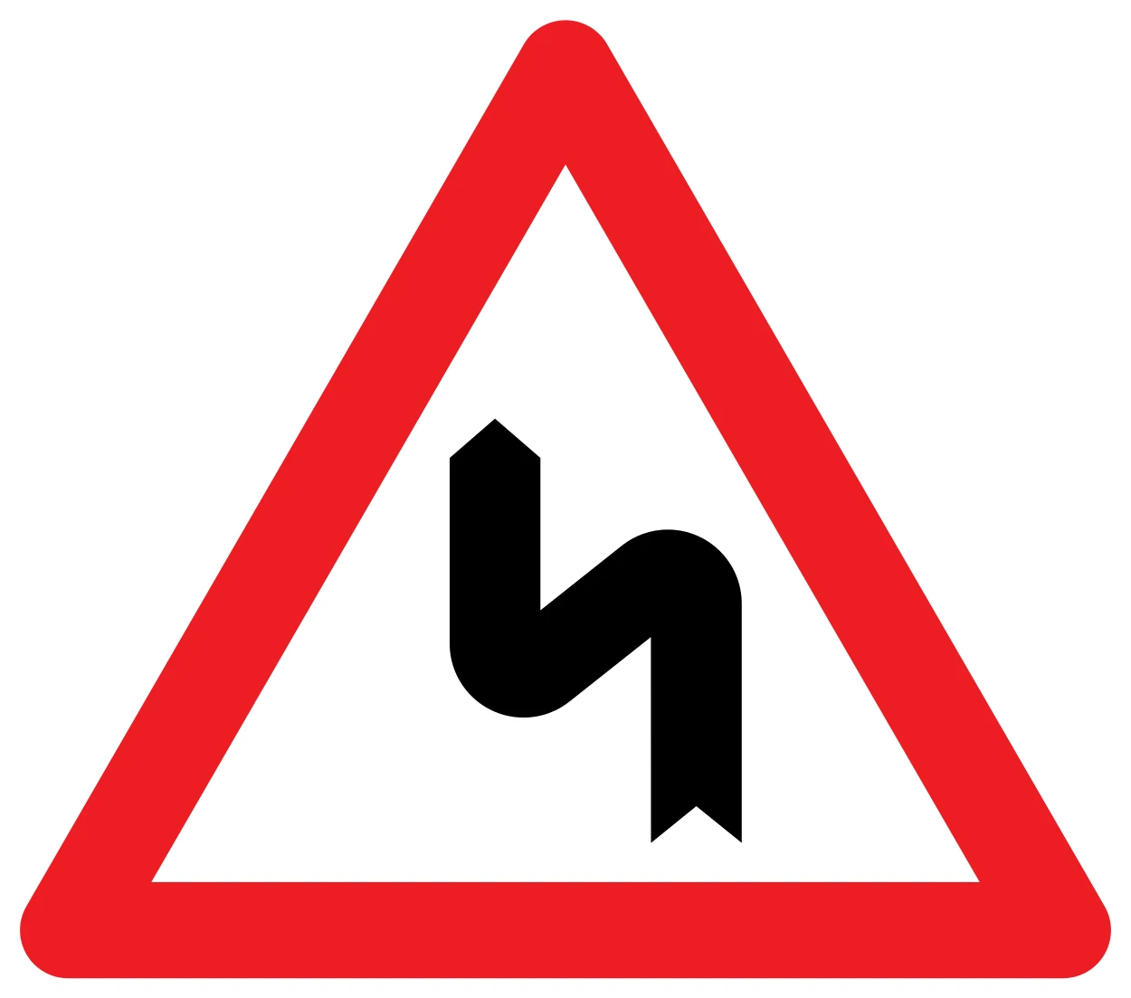 A1c - Double bend, first to the left road sign