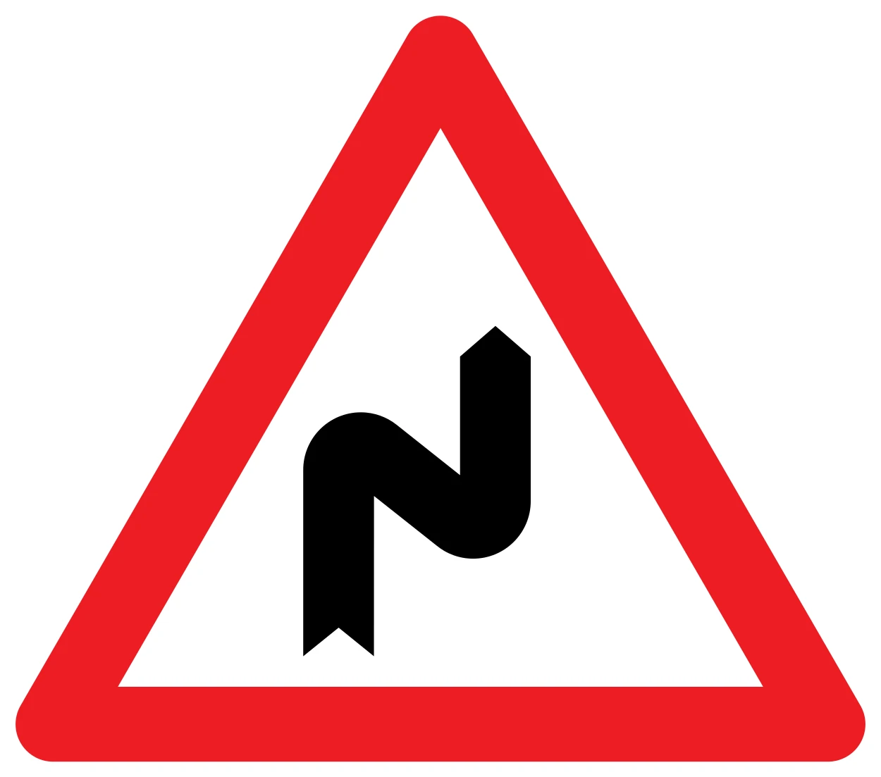 A1d - Double bend, first to the right road sign