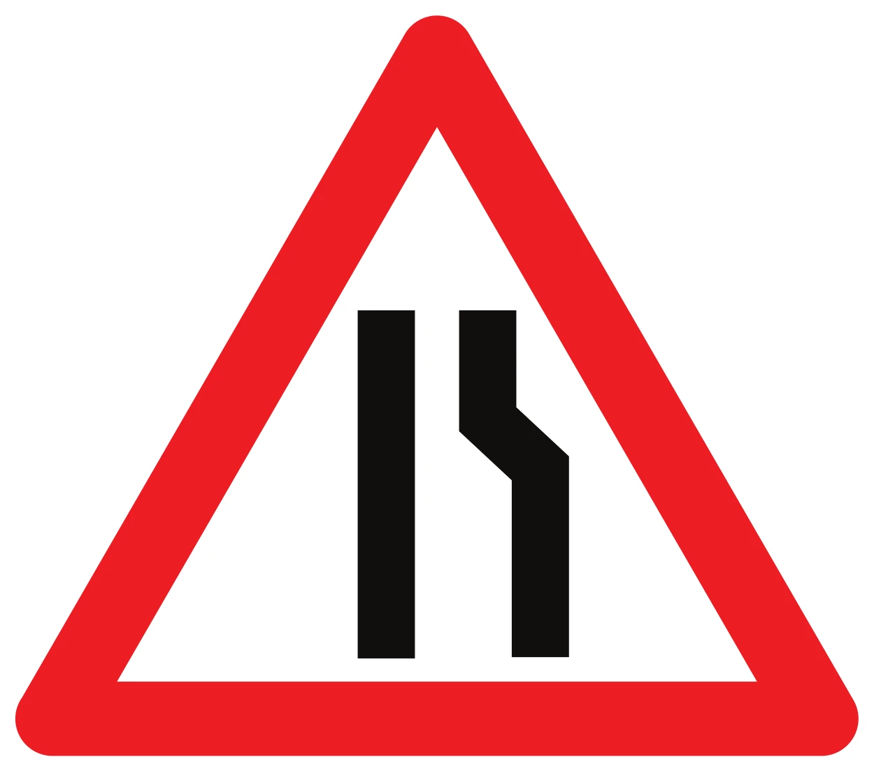 A7c - Road narrows on the right road sign