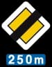 B13 - End of priority road in 250 metres road sign