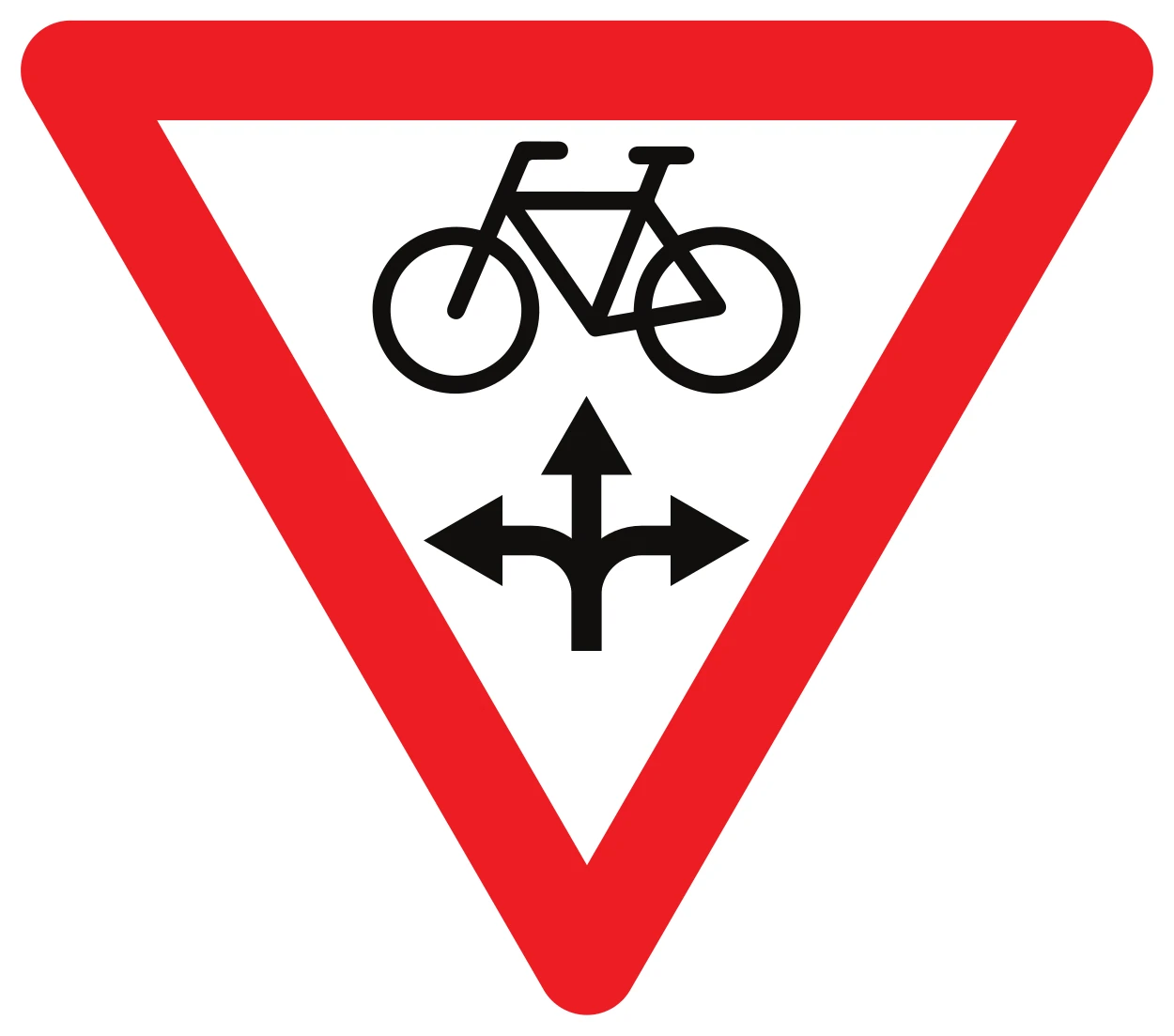 B22 - Bike may pass a yellow or red light to turn right, after yield road sign