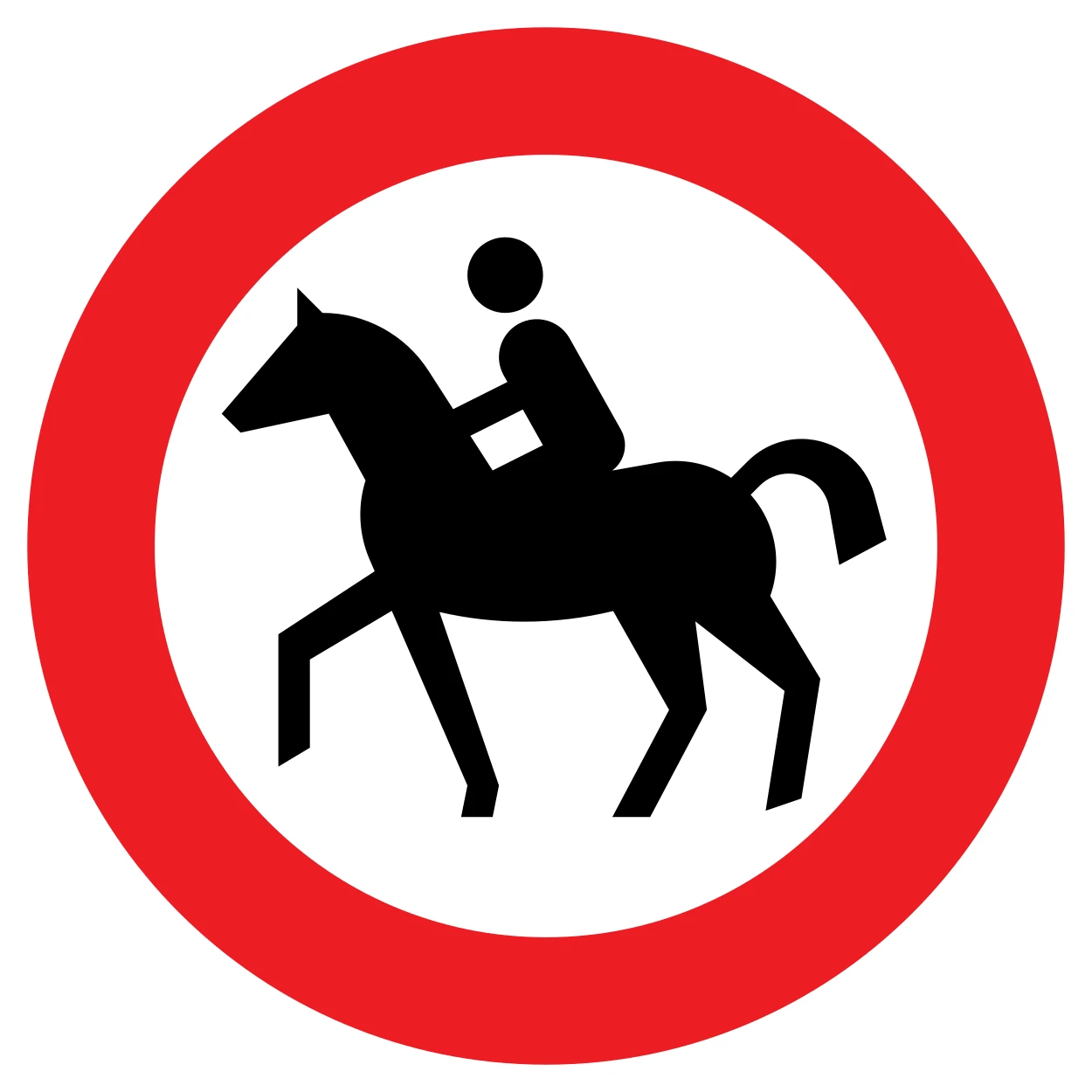 C15 - No entry for horse riders road sign