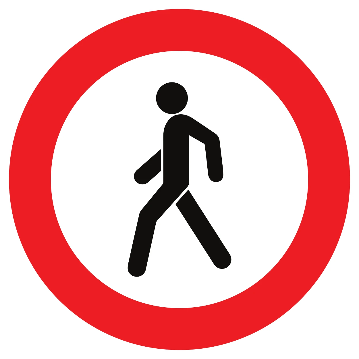 C19 - No entry for pedestrians road sign