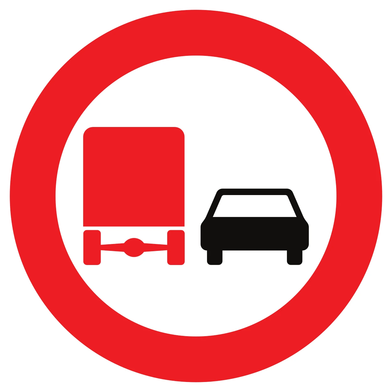 C39 - No overtaking for vehicles with a maximum allowed mass of over 3,5 tonnes road sign