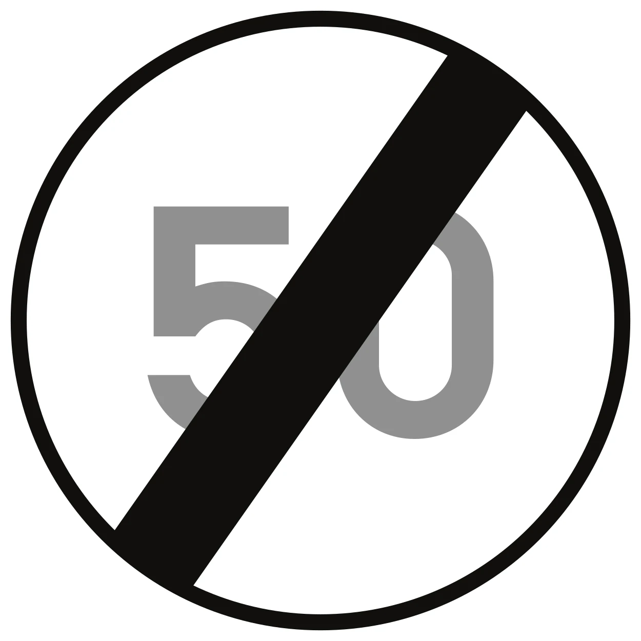 C45 - End of the maximum speed restriction road sign