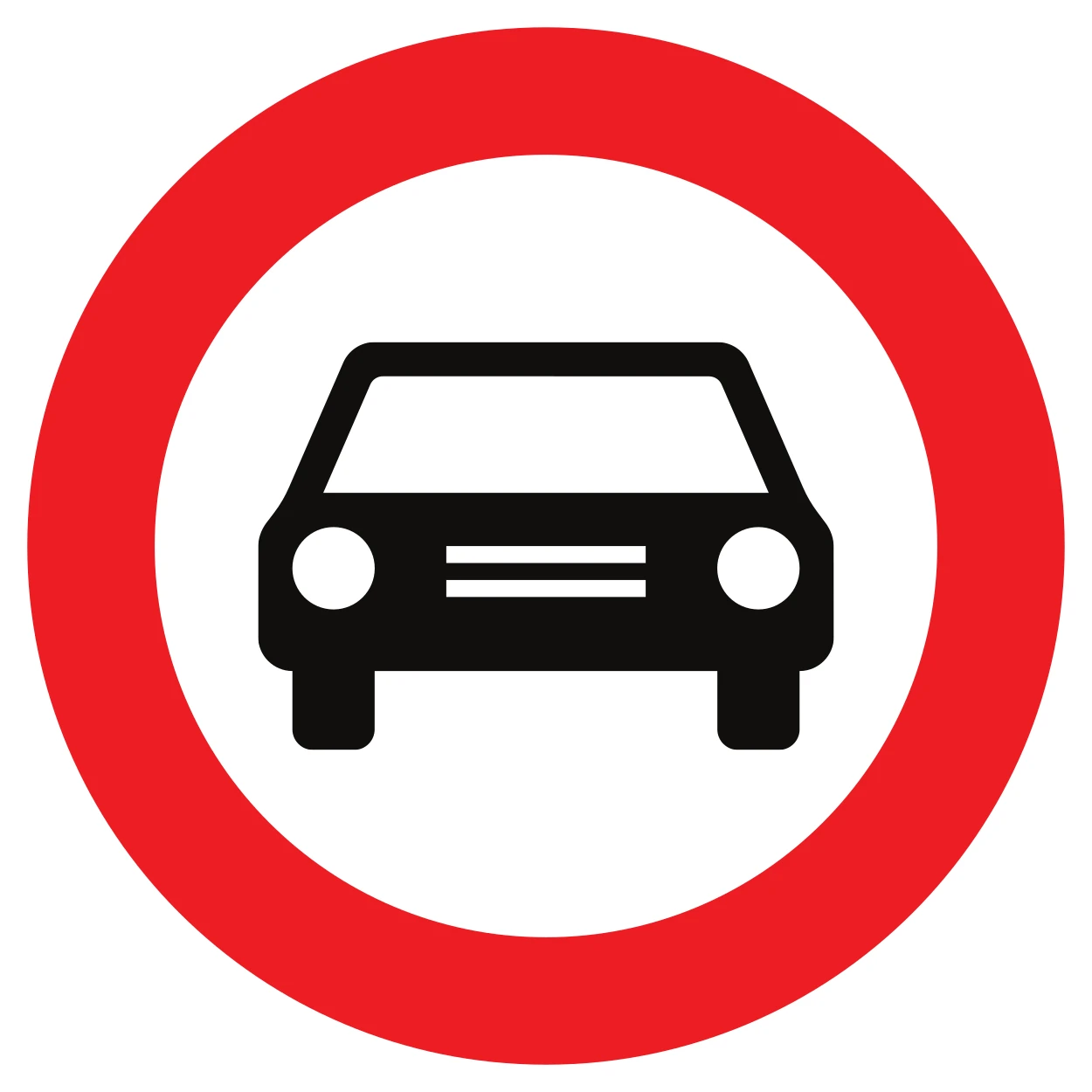 C5 - No entry for motor vehicles with more than two wheels and motorcycles with sidecar road sign
