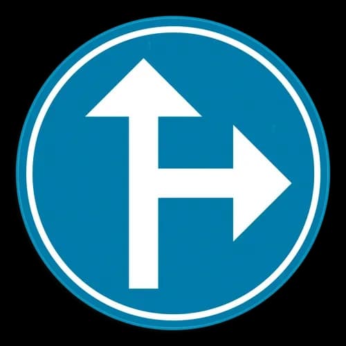 D3b - Turn right or ahead only road sign