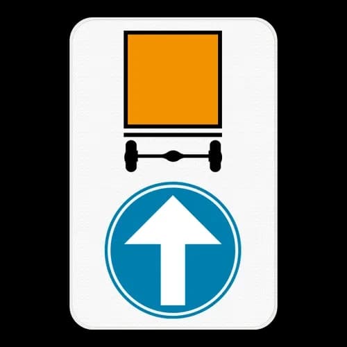 D4 - Direction of vehicles transporting dangerous goods (ahead only) road sign