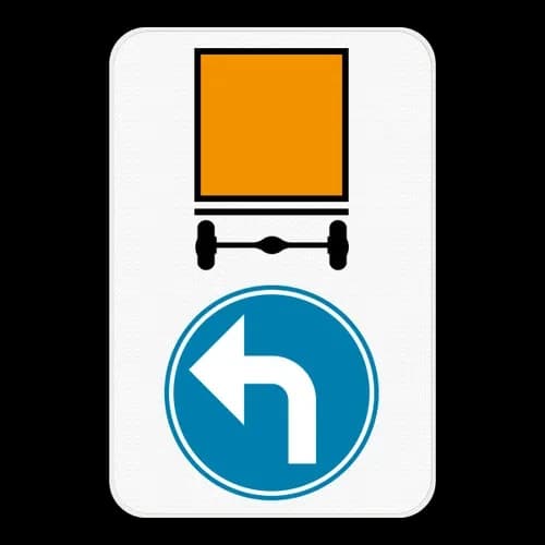 D4 - Direction of vehicles transporting dangerous goods (turn left) road sign