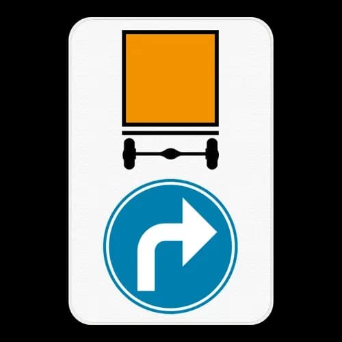 D4 - Direction of vehicles transporting dangerous goods (turn right) road sign
