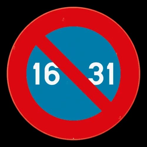 E7 - 16'sı ile ayın son günü arası park yasağı trafik işareti