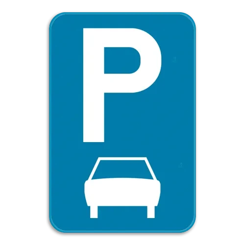 E9b - Aparcamiento reservado para motocicletas, coches, furgonetas (< 3,5t) y microbuses señal de tráfico
