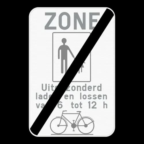 F105 - End of a pedestrian zone road sign