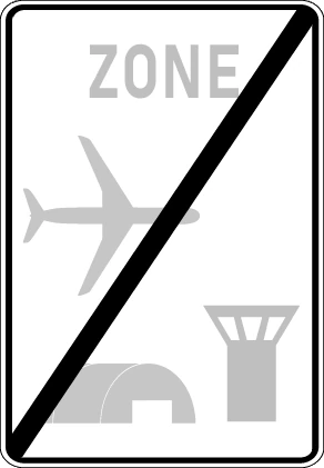 F120 - End of an airport zone road sign