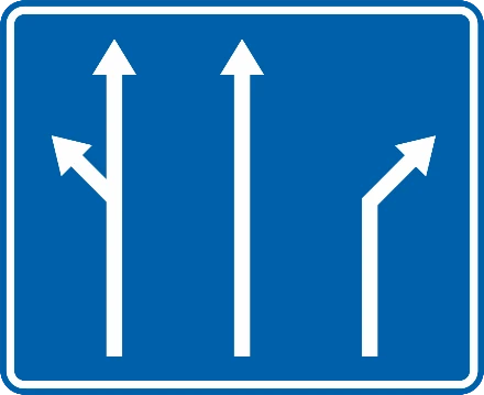F13 - Turn lane(s) road sign