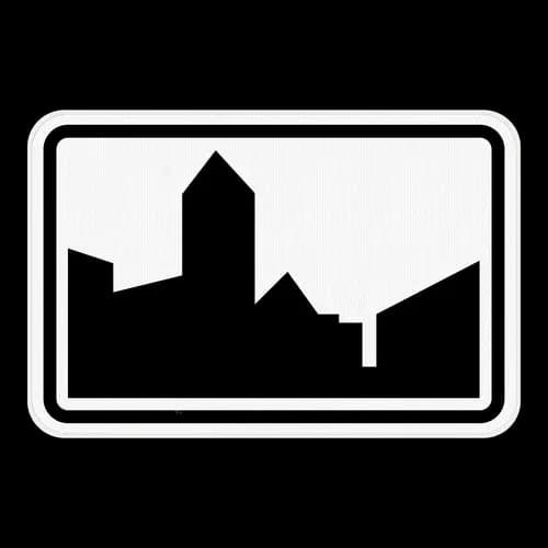 F1b - Start of a built up area (horizontal sign) road sign
