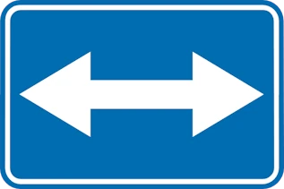 F21 - Pass on either side road sign